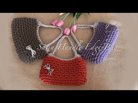 [코바늘가방DIY]새틴핸들 엣지백 가방뜨기 How to crochet a Satin handle edge bag.