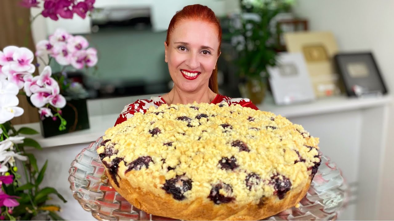 Нежный ПИРОГ С ВИШНЕЙ (черешней) и песочной крошкой Простая выпечка к чаю cherry pie