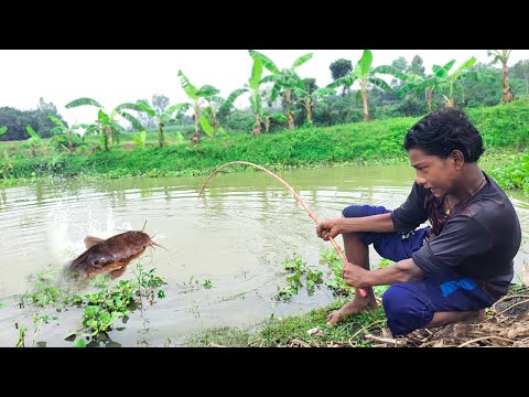 Best Fishing Video 🎣🐟 2025 | Village Small Boy Catch Fish by Hook From Canal With Beautiful Nature