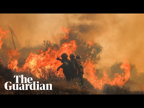 YouTube video thumbnail: Wildfire on Greek Island of Crete Forces Evacuation of 1,500 Residents and Tourists