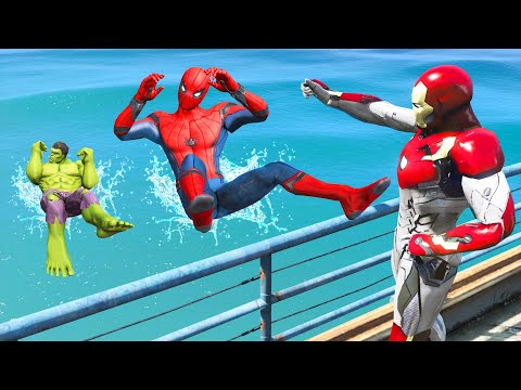 GTA 5 Water Ragdolls Spiderman vs Hulk vs Iron Man Jumps/Fails (Euphoria Physics | Funny Moments) #3