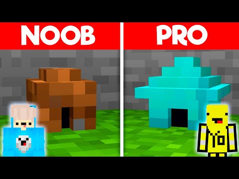 MINECRAFT NOOB vs PRO: SAFEST TINY HOUSE BUILD CHALLENGE!!