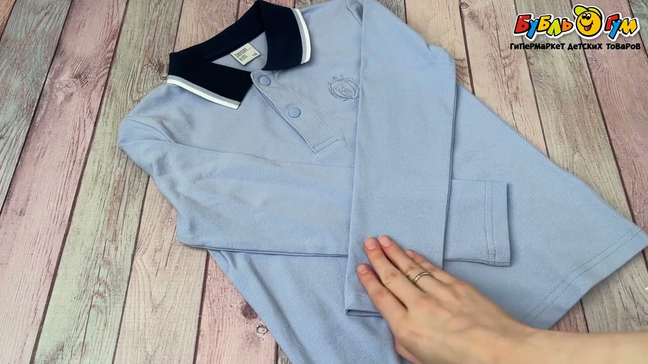 Футболка поло Lanson Kids с контрастным отложным воротником голубая - видео