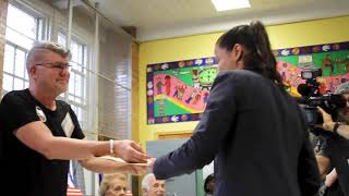 Tiffany Cabán casts her vote in the Queens DA Election