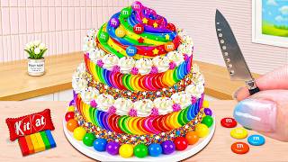 So Sweet Rainbow M&M Ice Cream Cake 🌈 Relaxing ASMR Miniature Cake Decorating 🍭 The Cake Corner