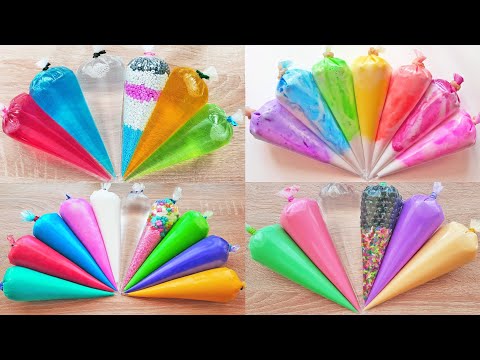 Making Relaxing Slime with Piping Bags - Crunchy Fluffy ASMR