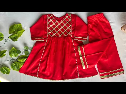 Beautiful gota work Dress for Eid || Baby frock Cutting and stitching Tutorial