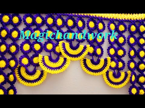 🌸 Crochet toran design, Backdrop design, Woolen Toran, Festival special  #crochet Gate ka Jhalar