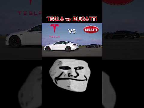 TESLA vs BUGATTI😈🗿🗿#shorts #tesla #bugattishiron