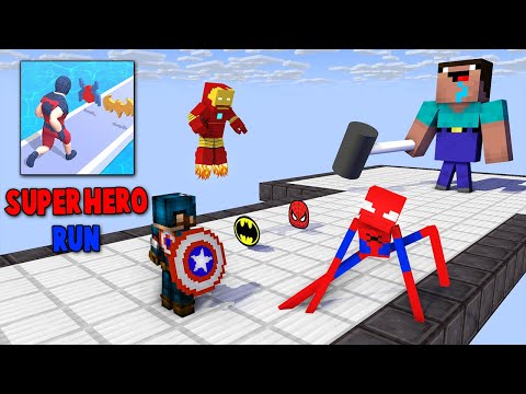 Monsters & Herobrine : SUPERHERO RUN EPIC TRANSFORM 3D Challenge - Minecraft Animation