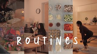 building healthy routines: meal prep, journal, fitness, books