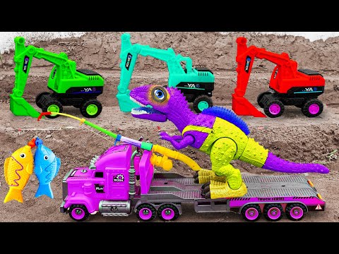 T rex dinosaur, crocodile steal Godzilla's eggs  Animal Toy for kids