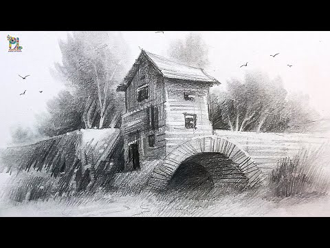 How to draw Wooden Cabin in Scenery Art