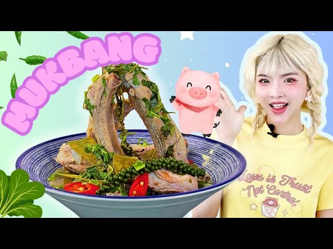 Tóc Vàng mukbang sườn cay