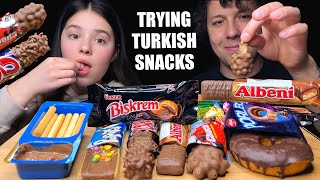 ASMR TRYING TURKISH SNACKS part 5 (CHOCOLATE + COOKIES) EATING SOUNDS MUKBANG 먹방 | Tati ASMR
