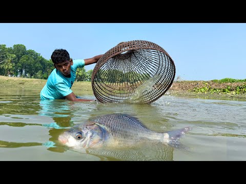 Amazing Fishing Technique | Traditional Boy Catching Fish With Bamboo Tools Polo By Beautiful Nature