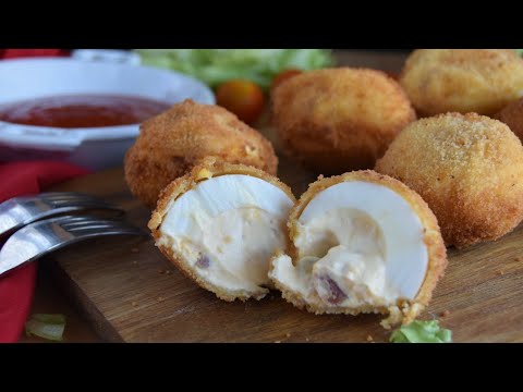 🥚 Huevos rellenos de queso Y EMPANADOS, MUY FÁCILES E IRRESISTIBLES