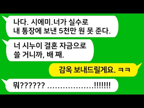 [톡톡사이다] 시모 통장에 실수로 5천만원 보내서 달라고 했더니 "들어온 돈은 내줄수없다"는 미친 시모를 참 교육합니다 !!!