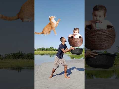 Crying Flying babies catching vs cat & puppy -funny Vfx magic video ??? #vfxmantu