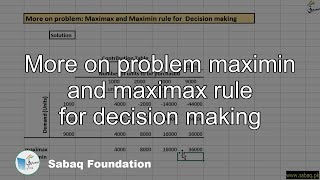 More on problem maximin and maximax rule for decision making