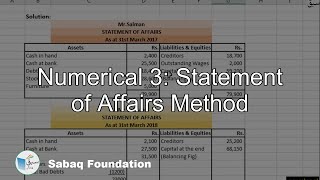 Numerical 3: Statement of Affairs Method