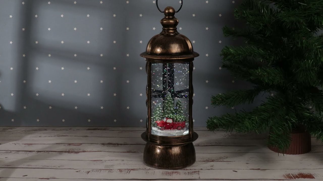 Лампа Машина в елках с летающим снегом с USB - видео