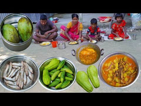 Ripe MANGOES CHUTNEY and river BATA FISH curry with Vegetables for lunch | village life cooking