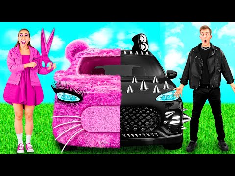 Coche Rosa vs Coche Negro Desafío | Momentos Divertidos por TeenChallenge