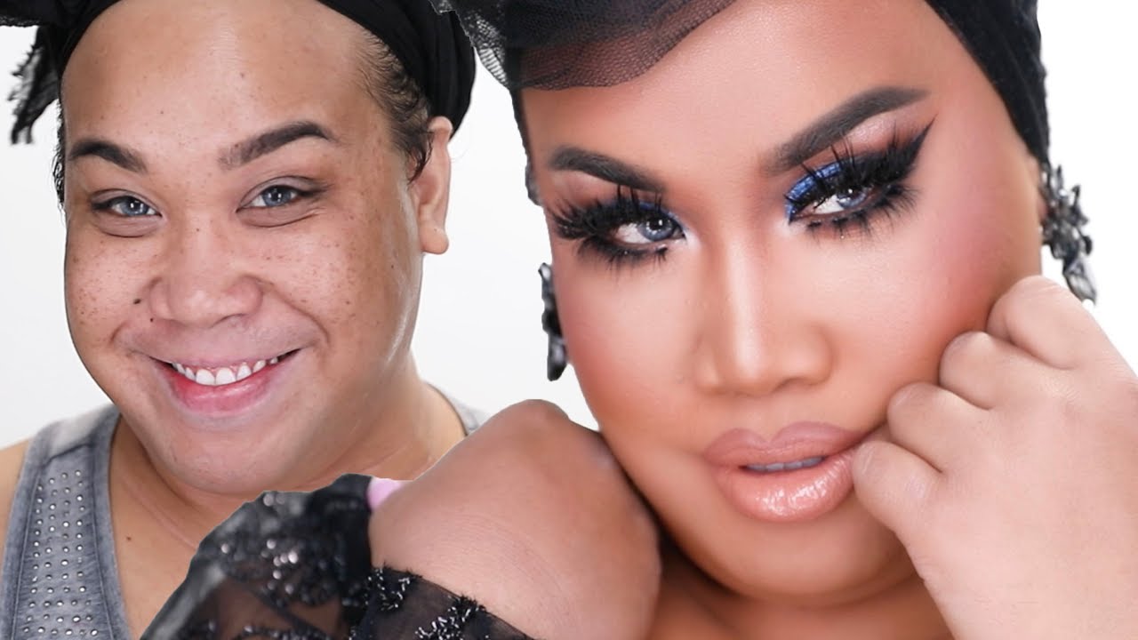KKW BLUE SMOKEY EYE WITH DRAG LASHES PatrickStarrr