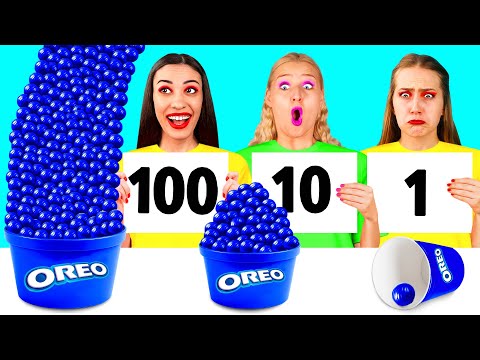 100 खाद्य परतें चुनौती | मजेदार स्थितियां और विफल RaPaPa Challenge