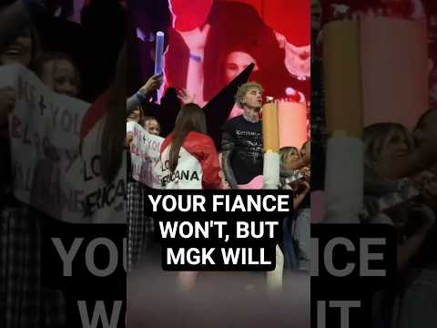 mgk: "Say yes 🤨" Her sign said, "Since my fiance never asked me, can I be your bloody valentine?" ❤️