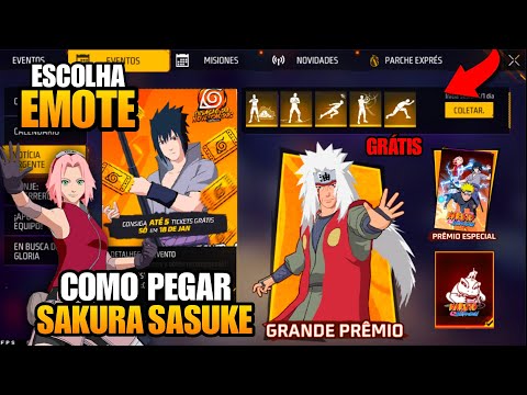 ESCOLHA SEU EMOTE DO NARUTO, SASUKE GRÁTIS, SAKURA EVENTO E SUPEREMOTE E MAIS NOVIDADES FREE FIRE!