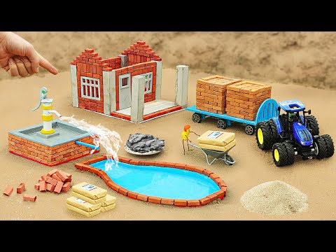 TOP DIY Making new modern brick house, Drilling holes for new hand water pump | HP Mini DIY Tractor