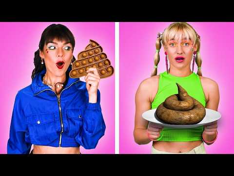 DESAFÍO DE COMIDA REAL VS DE CHOCOLATE || ¡El Último En DEJAR De Comer Gana! Por Kaboom Zoom!