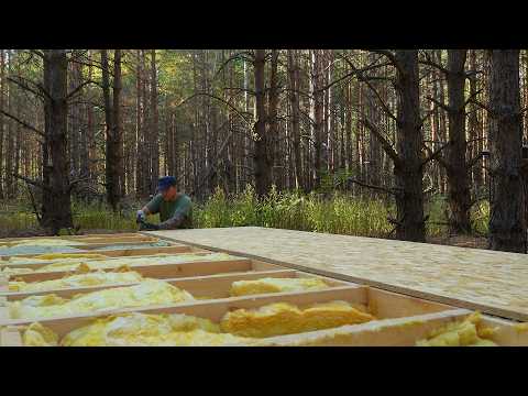 Solo cabin building in the woods, Simple foundation, Part 1 (short)