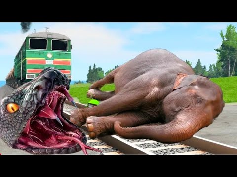 Anaconda & ghost vs baby crying train | Stops the Train | Beamng drive | Train Simulator