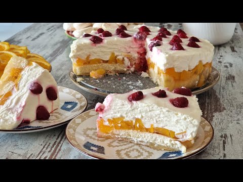 Десерт Без Выпечки. Летний, легкий Торт "Девочка с Персиками" Персиковые облака. Простой рецепт.