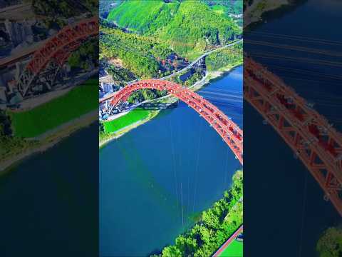 Arch rib docking of Ankang Hanjiang Bridge #infrastructure #technology #mountains #bridge