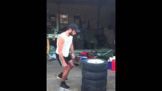 The one legged tyre trick