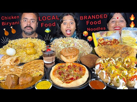 LOCAL vs BRANDED Food Challenging Video with Punishment Mio amore vs Dominos Pizza vs Wow Momo