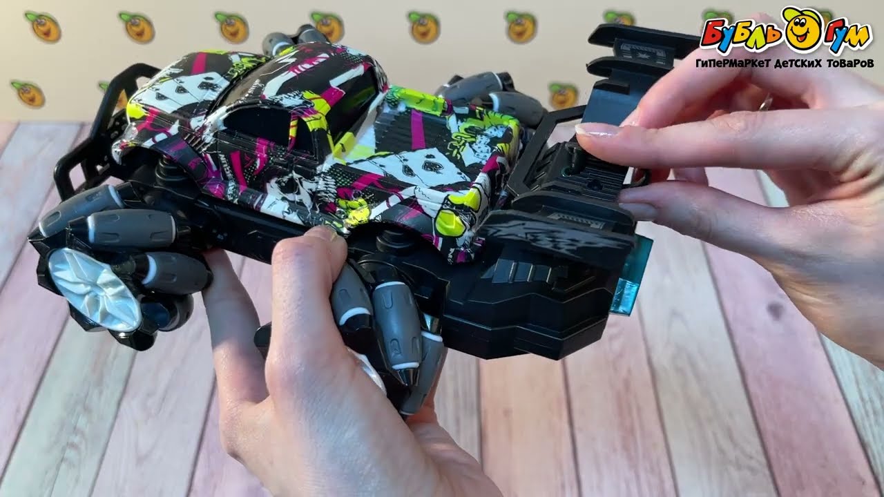 Автомобиль Crazy Stunt Racing на радиоуправлении с ярким принтом с 3лет - видео