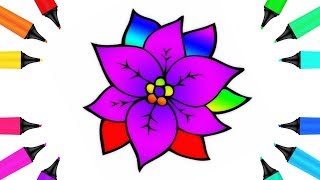 How to Draw Christmas Flowers in Coloring Page with Magic Marker