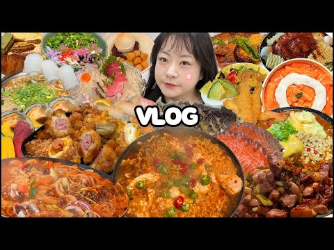 베프들에게 내 남자친구를 소개해줬더니 반응이..? 명랑핫도그 먹방,럭키로제떡볶이+트리플X치즈+고구마통모짜,신라면3봉5란,정가불떡,스시코스요리,친구네집밥 먹방 MUKBANG VLOG