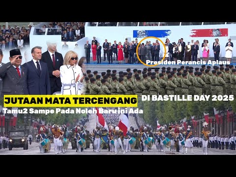 Presiden Perancis Istri Aplaus P Prabowo Hormat,Tamu Tercengang Pasukan RI Bergemuruh Rapi|BastilDay