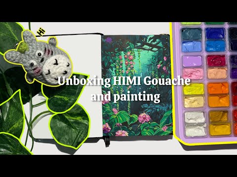 Unboxing and trying HIMI Gouache for the FIRST TIME ✨ | painting a magic nature 🍃