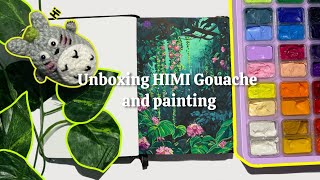 Unboxing and trying HIMI Gouache for the FIRST TIME ✨ | painting a magic nature 🍃