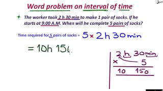 Solve word problem of intervals of time using four operations
