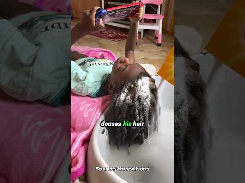 Pouring Detergent on Hair