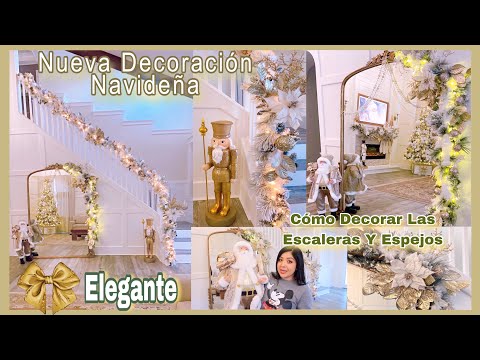 💫Elegante Decoración Navideña Para Tu Hogar-Guirnaldas Navideñas Para Escaleras🎄Espejos Navidad 2024