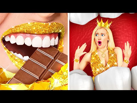 VIP VS NORMAL STUDENT || Eating a $10,000 Golden Burger! Expensive VS Cheap Food by 123 GO! Genius